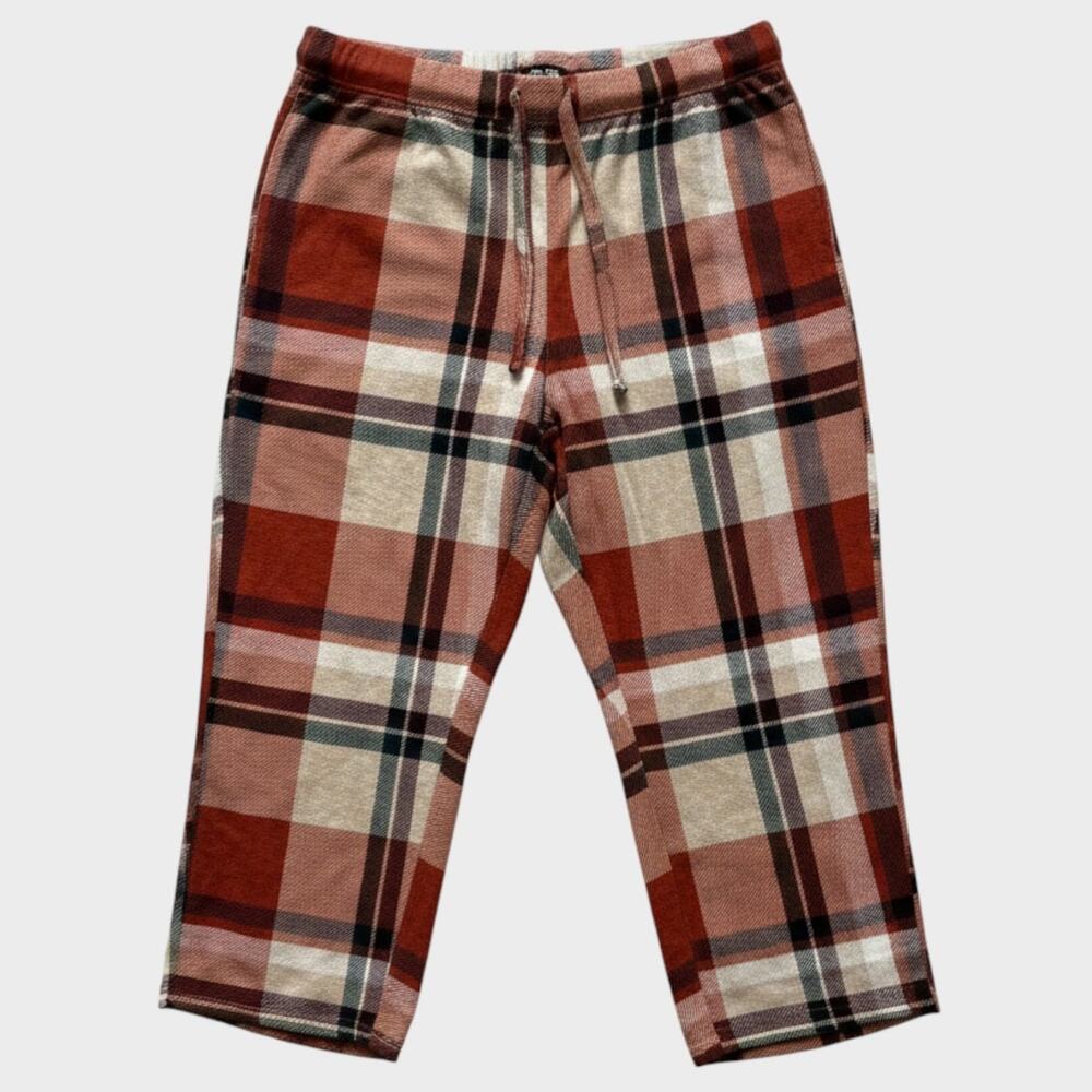 Joyspun Womens XL 16-18 Pajama Sleep Pants Orange Cream Black Plaid - Picture 1 of 8